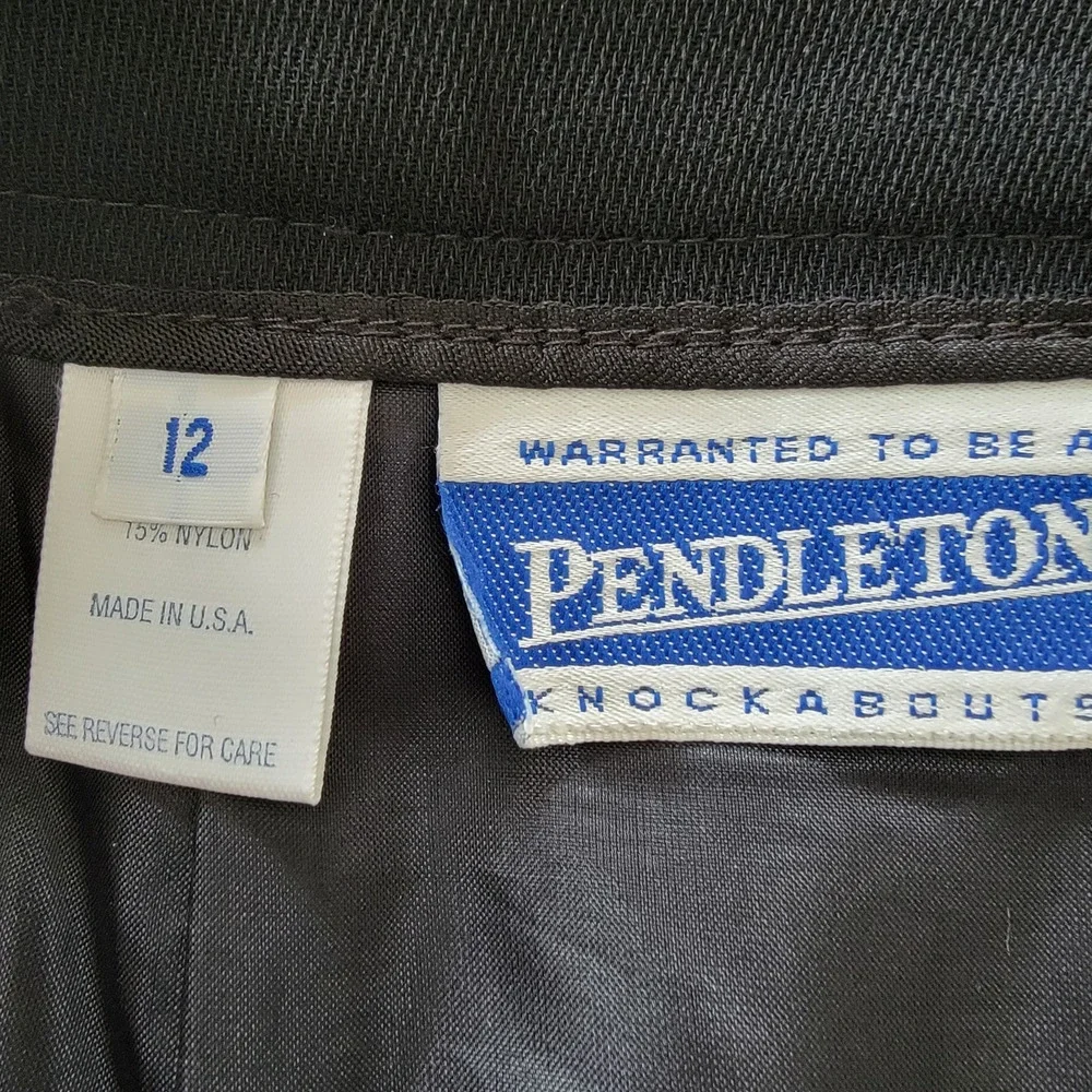 Pendleton VTG Black Wool Pencil Skirt 12 Made USA Timeless Professional Career